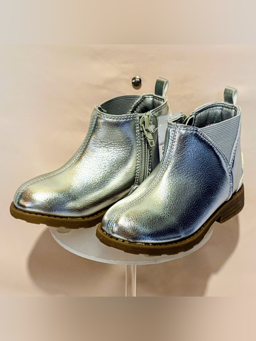 Carter’s Silver Metallic Ankle Boots - Girls Toddler